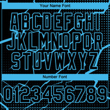 Load image into Gallery viewer, Custom Black Sky Blue 3D Pattern Design Lightning Polka Dot Authentic Baseball Jersey