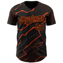 Load image into Gallery viewer, Custom Black Orange 3D Pattern Design Lightning Polka Dot Authentic Baseball Jersey
