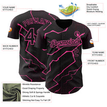 Load image into Gallery viewer, Custom Black Pink 3D Pattern Design Lightning Polka Dot Authentic Baseball Jersey