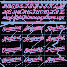 Load image into Gallery viewer, Custom Black Light Blue-Pink 3D Pattern Design Lightning Polka Dot Authentic Baseball Jersey