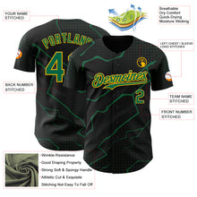 Load image into Gallery viewer, Custom Black Kelly Green-Gold 3D Pattern Design Lightning Polka Dot Authentic Baseball Jersey
