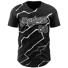 Load image into Gallery viewer, Custom Black White 3D Pattern Design Lightning Polka Dot Authentic Baseball Jersey