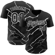 Load image into Gallery viewer, Custom Black White 3D Pattern Design Lightning Polka Dot Authentic Baseball Jersey
