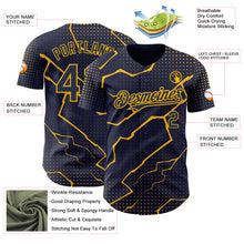 Load image into Gallery viewer, Custom Navy Gold 3D Pattern Design Lightning Polka Dot Authentic Baseball Jersey