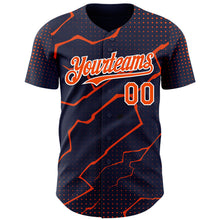 Load image into Gallery viewer, Custom Navy Orange-White 3D Pattern Design Lightning Polka Dot Authentic Baseball Jersey