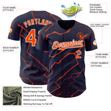 Load image into Gallery viewer, Custom Navy Orange-White 3D Pattern Design Lightning Polka Dot Authentic Baseball Jersey
