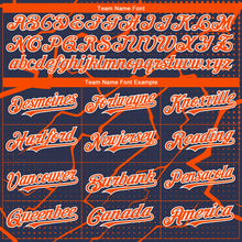 Load image into Gallery viewer, Custom Navy Orange-White 3D Pattern Design Lightning Polka Dot Authentic Baseball Jersey