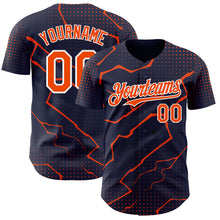 Load image into Gallery viewer, Custom Navy Orange-White 3D Pattern Design Lightning Polka Dot Authentic Baseball Jersey