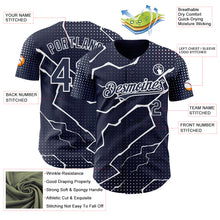 Load image into Gallery viewer, Custom Navy White 3D Pattern Design Lightning Polka Dot Authentic Baseball Jersey