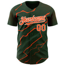 Load image into Gallery viewer, Custom Green Orange-White 3D Pattern Design Lightning Polka Dot Authentic Baseball Jersey