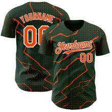 Load image into Gallery viewer, Custom Green Orange-White 3D Pattern Design Lightning Polka Dot Authentic Baseball Jersey