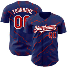 Load image into Gallery viewer, Custom Royal Red-White 3D Pattern Design Lightning Polka Dot Authentic Baseball Jersey
