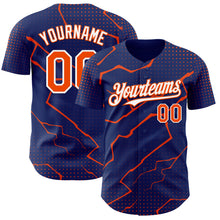 Load image into Gallery viewer, Custom Royal Orange-White 3D Pattern Design Lightning Polka Dot Authentic Baseball Jersey