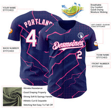 Load image into Gallery viewer, Custom Royal White-Pink 3D Pattern Design Lightning Polka Dot Authentic Baseball Jersey