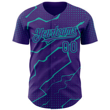 Charger l'image dans la galerie, Custom Purple Aqua 3D Pattern Design Lightning Polka Dot Authentic Baseball Jersey