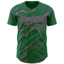 Load image into Gallery viewer, Custom Kelly Green Pink 3D Pattern Design Lightning Polka Dot Authentic Baseball Jersey