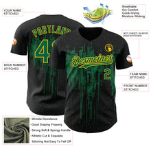 Загрузить изображение в средство просмотра галереи, Custom Black Kelly Green-Yellow 3D Pattern Design Dripping Splatter Paint Authentic Baseball Jersey