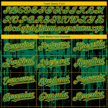 Загрузить изображение в средство просмотра галереи, Custom Black Kelly Green-Yellow 3D Pattern Design Dripping Splatter Paint Authentic Baseball Jersey
