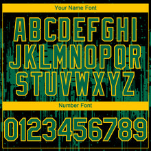 Загрузить изображение в средство просмотра галереи, Custom Black Kelly Green-Yellow 3D Pattern Design Dripping Splatter Paint Authentic Baseball Jersey
