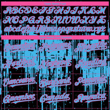 Load image into Gallery viewer, Custom Black Sky Blue-Pink 3D Pattern Design Dripping Splatter Paint Authentic Baseball Jersey