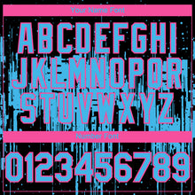 Load image into Gallery viewer, Custom Black Sky Blue-Pink 3D Pattern Design Dripping Splatter Paint Authentic Baseball Jersey