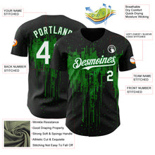 Load image into Gallery viewer, Custom Black White-Grass Green 3D Pattern Design Dripping Splatter Paint Authentic Baseball Jersey