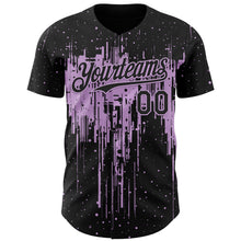 Load image into Gallery viewer, Custom Black Light Purple 3D Pattern Design Dripping Splatter Paint Authentic Baseball Jersey