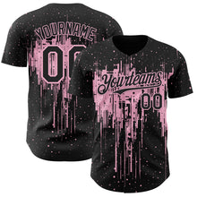Load image into Gallery viewer, Custom Black Light Pink 3D Pattern Design Dripping Splatter Paint Authentic Baseball Jersey