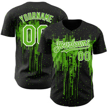 Load image into Gallery viewer, Custom Black Aurora Green-White 3D Pattern Design Dripping Splatter Paint Authentic Baseball Jersey