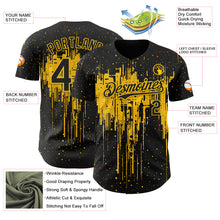 Load image into Gallery viewer, Custom Black Yellow 3D Pattern Design Dripping Splatter Paint Authentic Baseball Jersey