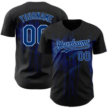 Load image into Gallery viewer, Custom Black US Navy Blue-Light Blue 3D Pattern Design Dripping Splatter Paint Authentic Baseball Jersey