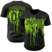 Загрузить изображение в средство просмотра галереи, Custom Black Neon Green 3D Pattern Design Dripping Splatter Paint Authentic Baseball Jersey