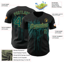 Load image into Gallery viewer, Custom Black Midnight Green-Old Gold 3D Pattern Design Dripping Splatter Paint Authentic Baseball Jersey