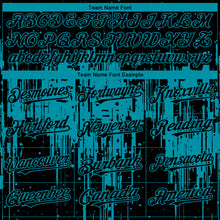 Load image into Gallery viewer, Custom Black Teal 3D Pattern Design Dripping Splatter Paint Authentic Baseball Jersey