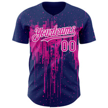 Load image into Gallery viewer, Custom Royal Deep Pink-White 3D Pattern Design Dripping Splatter Paint Authentic Baseball Jersey