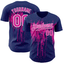 Load image into Gallery viewer, Custom Royal Deep Pink-White 3D Pattern Design Dripping Splatter Paint Authentic Baseball Jersey