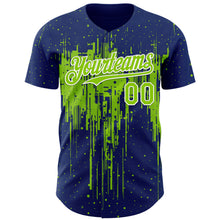 Charger l'image dans la galerie, Custom Royal Neon Green-White 3D Pattern Design Dripping Splatter Paint Authentic Baseball Jersey