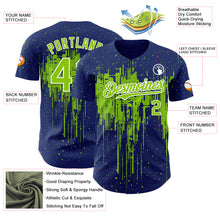 Charger l'image dans la galerie, Custom Royal Neon Green-White 3D Pattern Design Dripping Splatter Paint Authentic Baseball Jersey