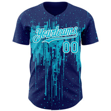Загрузить изображение в средство просмотра галереи, Custom Royal Lakes Blue-White 3D Pattern Design Dripping Splatter Paint Authentic Baseball Jersey