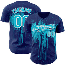 Загрузить изображение в средство просмотра галереи, Custom Royal Lakes Blue-White 3D Pattern Design Dripping Splatter Paint Authentic Baseball Jersey