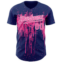 Загрузить изображение в средство просмотра галереи, Custom Royal Pink-White 3D Pattern Design Dripping Splatter Paint Authentic Baseball Jersey