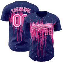 Загрузить изображение в средство просмотра галереи, Custom Royal Pink-White 3D Pattern Design Dripping Splatter Paint Authentic Baseball Jersey