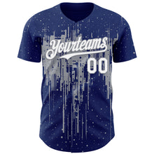 Load image into Gallery viewer, Custom Royal White-Gray 3D Pattern Design Dripping Splatter Paint Authentic Baseball Jersey