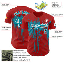 Charger l'image dans la galerie, Custom Red Teal-White 3D Pattern Design Dripping Splatter Paint Authentic Baseball Jersey