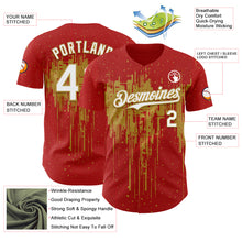 Load image into Gallery viewer, Custom Red White-Old Gold 3D Pattern Design Dripping Splatter Paint Authentic Baseball Jersey