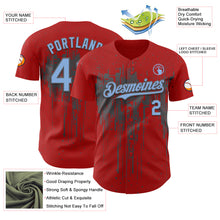 Laden Sie das Bild in den Galerie-Viewer, Custom Red Light Blue-Steel Gray 3D Pattern Design Dripping Splatter Paint Authentic Baseball Jersey