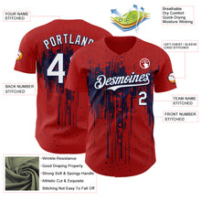 Load image into Gallery viewer, Custom Red White-Navy 3D Pattern Design Dripping Splatter Paint Authentic Baseball Jersey