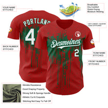 Load image into Gallery viewer, Custom Red White-Kelly Green 3D Pattern Design Dripping Splatter Paint Authentic Baseball Jersey