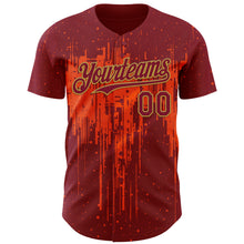 Charger l'image dans la galerie, Custom Crimson Old Gold Orange 3D Pattern Design Dripping Splatter Paint Authentic Baseball Jersey