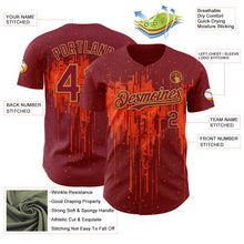 Charger l'image dans la galerie, Custom Crimson Old Gold Orange 3D Pattern Design Dripping Splatter Paint Authentic Baseball Jersey